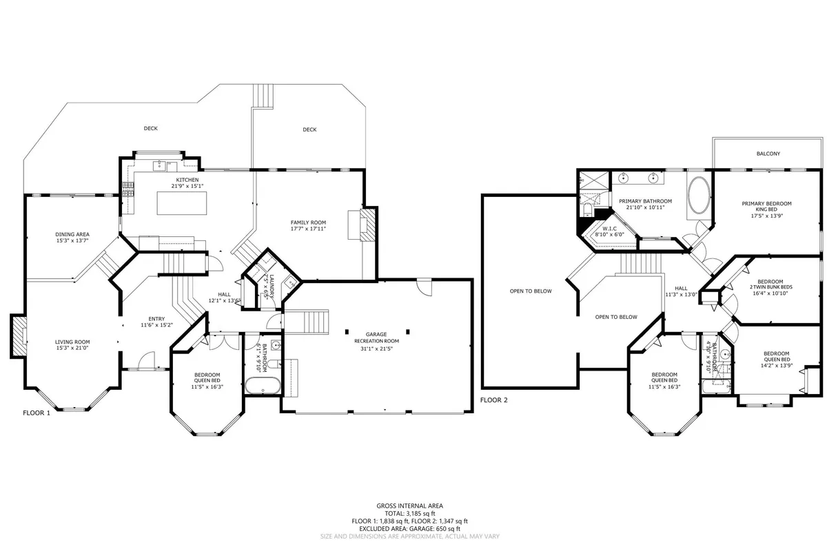 This image provides a broad perspective including the kitchen, family room, primary bedroom, and, crucially, the deck area. It highlights the flow between indoor comfort and outdoor enjoyment, emphasizing spaces where couples can unwind, entertain, and make memories.